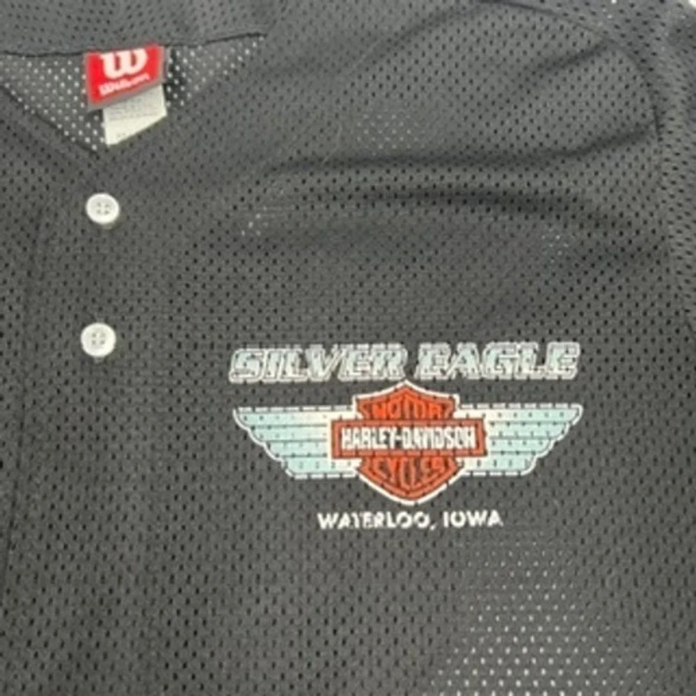 Wilson‎ Harley-Davidson Silver Eagle Baseball Jersey Black Mesh Mens XXL 03 Iowa